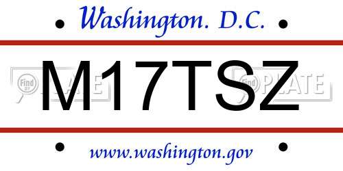 M17TSZ District Of Columbia License Plate
