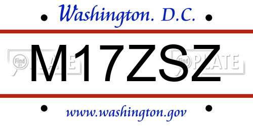 M17ZSZ District Of Columbia License Plate