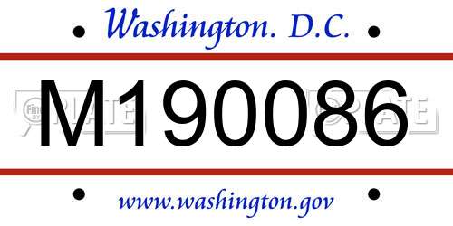 M190086 District Of Columbia License Plate