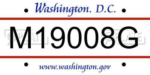 M19008G District Of Columbia License Plate