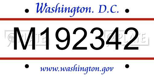 M192342 District Of Columbia License Plate