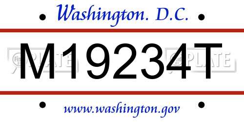 M19234T District Of Columbia License Plate