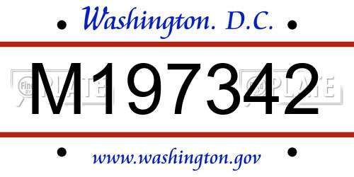 M197342 District Of Columbia License Plate