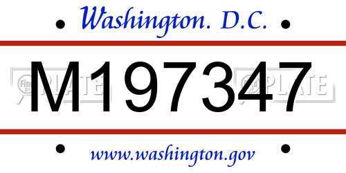 M197347 District Of Columbia License Plate
