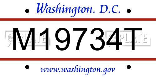 M19734T District Of Columbia License Plate