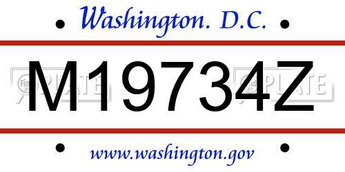 M19734Z District Of Columbia License Plate