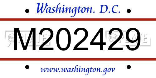 M202429 District Of Columbia License Plate