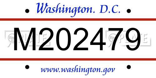 M202479 District Of Columbia License Plate
