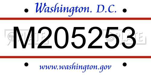 M205253 District Of Columbia License Plate