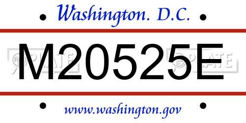 M20525E District Of Columbia License Plate
