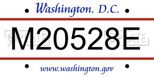 M20528E District Of Columbia License Plate