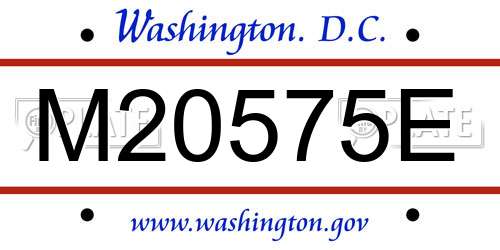 M20575E District Of Columbia License Plate