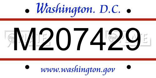 M207429 District Of Columbia License Plate