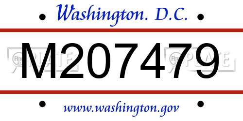 M207479 District Of Columbia License Plate