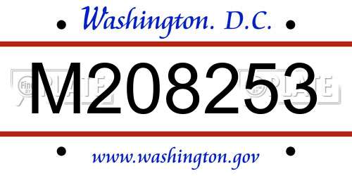 M208253 District Of Columbia License Plate
