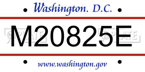 M20825E District Of Columbia License Plate