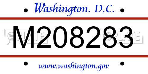 M208283 District Of Columbia License Plate