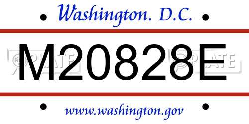M20828E District Of Columbia License Plate