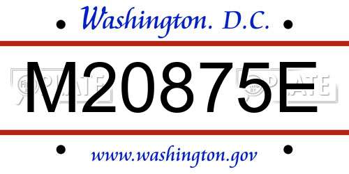 M20875E District Of Columbia License Plate