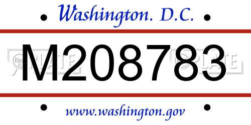 M208783 District Of Columbia License Plate