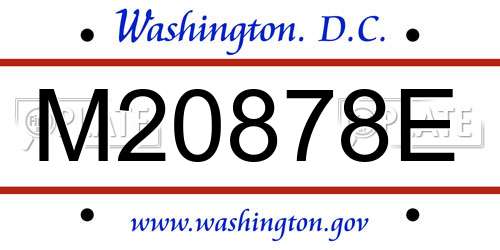 M20878E District Of Columbia License Plate