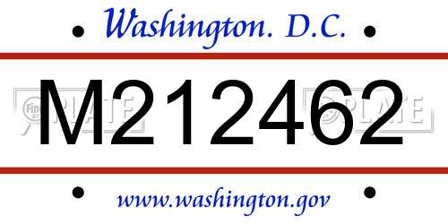 M212462 District Of Columbia License Plate