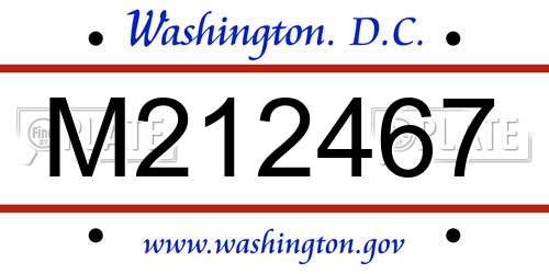 M212467 District Of Columbia License Plate