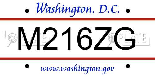 M216ZG District Of Columbia License Plate