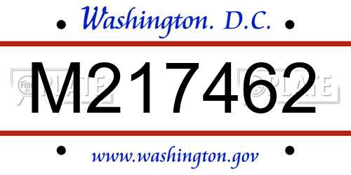 M217462 District Of Columbia License Plate