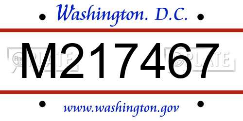M217467 District Of Columbia License Plate