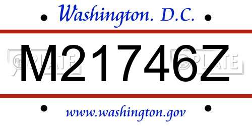 M21746Z District Of Columbia License Plate
