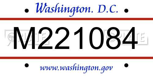 M221084 District Of Columbia License Plate