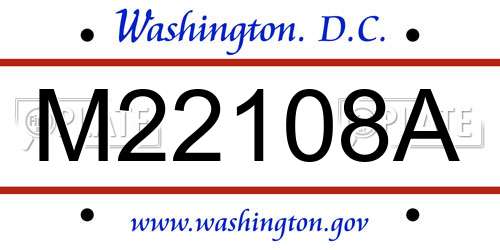 M22108A District Of Columbia License Plate