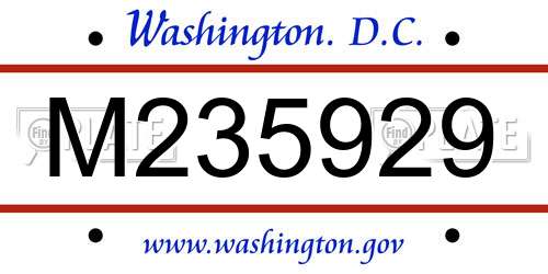 M235929 District Of Columbia License Plate