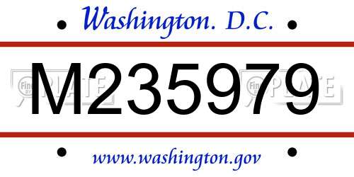 M235979 District Of Columbia License Plate