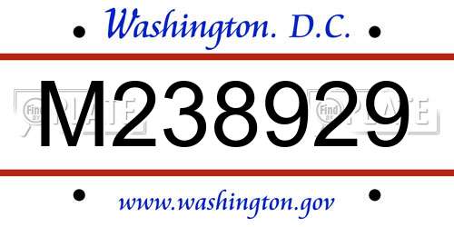 M238929 District Of Columbia License Plate