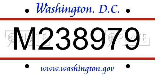 M238979 District Of Columbia License Plate