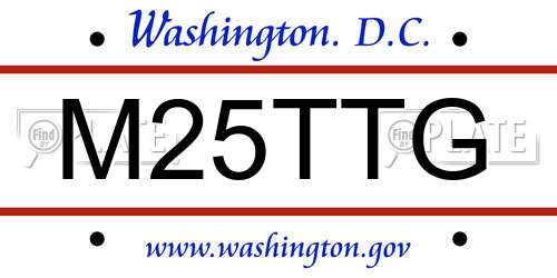 M25TTG District Of Columbia License Plate