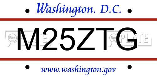 M25ZTG District Of Columbia License Plate