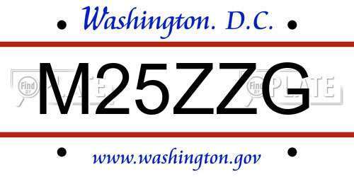 M25ZZG District Of Columbia License Plate