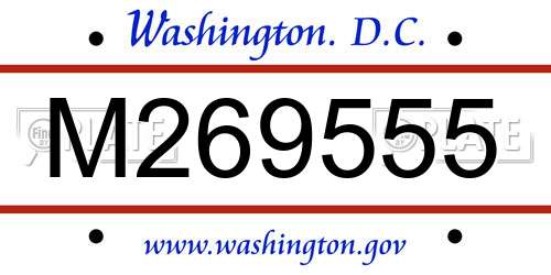 M269555 District Of Columbia License Plate