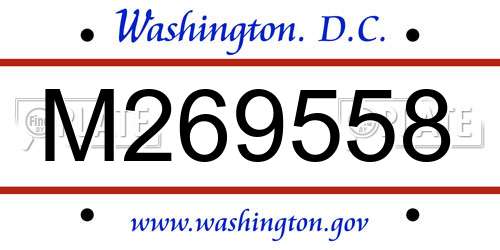 M269558 District Of Columbia License Plate