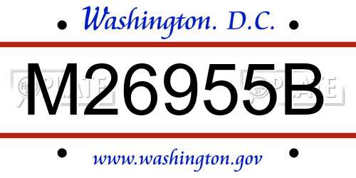 M26955B District Of Columbia License Plate