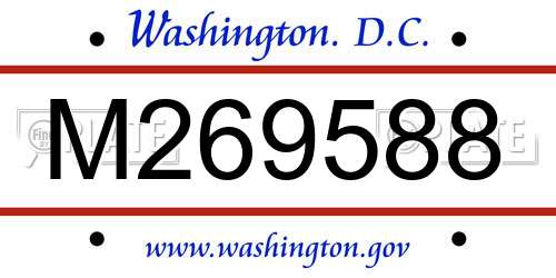 M269588 District Of Columbia License Plate