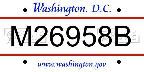 M26958B District Of Columbia License Plate