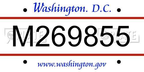 M269855 District Of Columbia License Plate