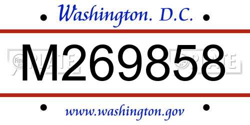 M269858 District Of Columbia License Plate