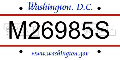 M26985S District Of Columbia License Plate