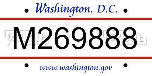 M269888 District Of Columbia License Plate