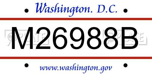 M26988B District Of Columbia License Plate